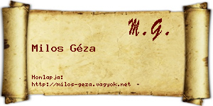 Milos Géza névjegykártya
