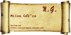 Milos Géza névjegykártya