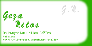 geza milos business card